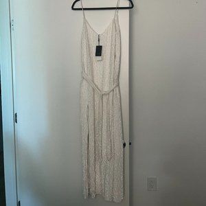 Retrofete - WHITE Rebecca velvet-trimmed sequined chiffon dress